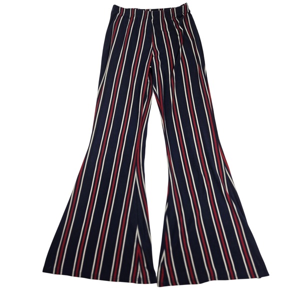 Vintage Striped Flare Leg Pants High‎ Waist Red White Blue Medium M 70s 90s Y2K - Picture 1 of 9